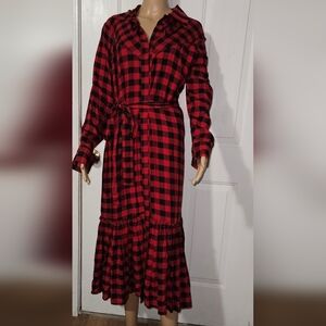 Eleven By March 11 Plaid Red and Black Women's Dress